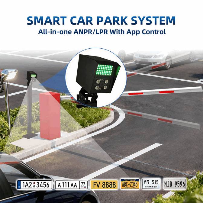 نظام باب منزلق ذكي مع كاميرا LPR/ANPR للكويت - حلول مواقف السيارات المتطورة