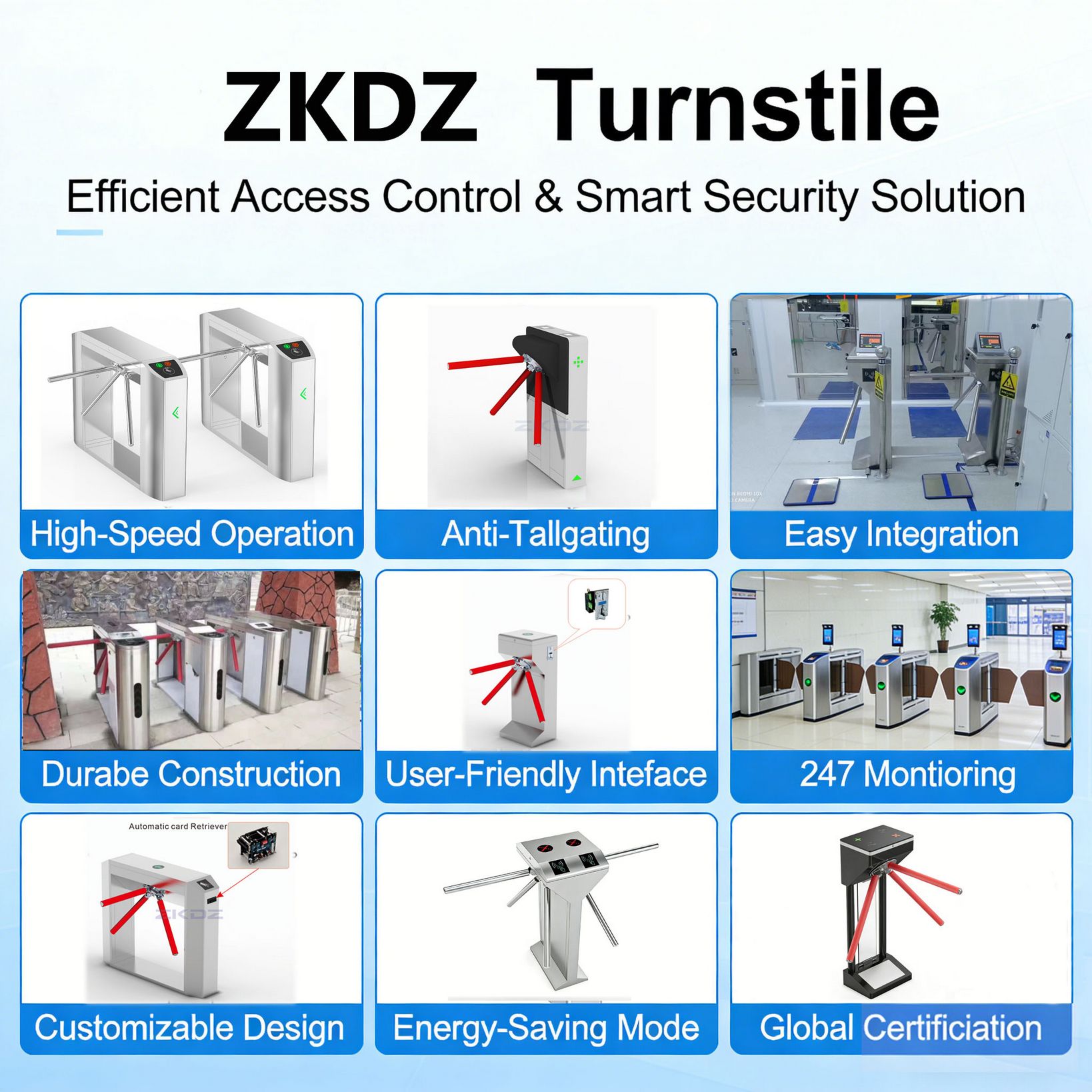 Durable stainless steel tripod turnstile gate for Kuwait outdoor commercial security installations