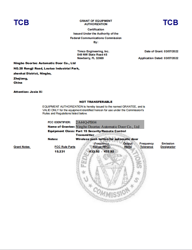 RoHS environmental compliance standard certificate for gate automation parts