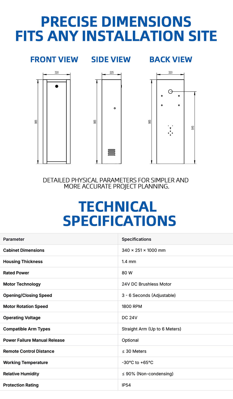 High speed commercial boom barrier gate for smart carpark vehicle management